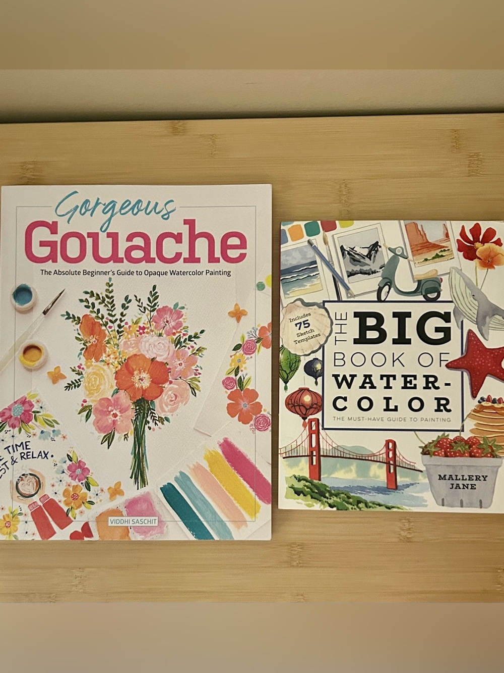 Watercolor Technique Books Lot ~ Gorgeous Gouache V. Saschit ~ Big Book M. Jane